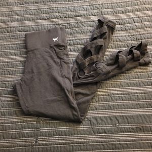 VS PINK LEGGINGS YOGAS WITH CROSS STRAP DESIGN AROUND CALF